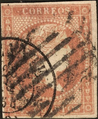 Valencian Community. Philately. º USED 48. 1856. 4 red quarters. Postmark AL