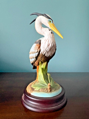 Andrea by Sadek Great Blue Heron Porcelain Figurine #9628 Vintage 1996 Bird
