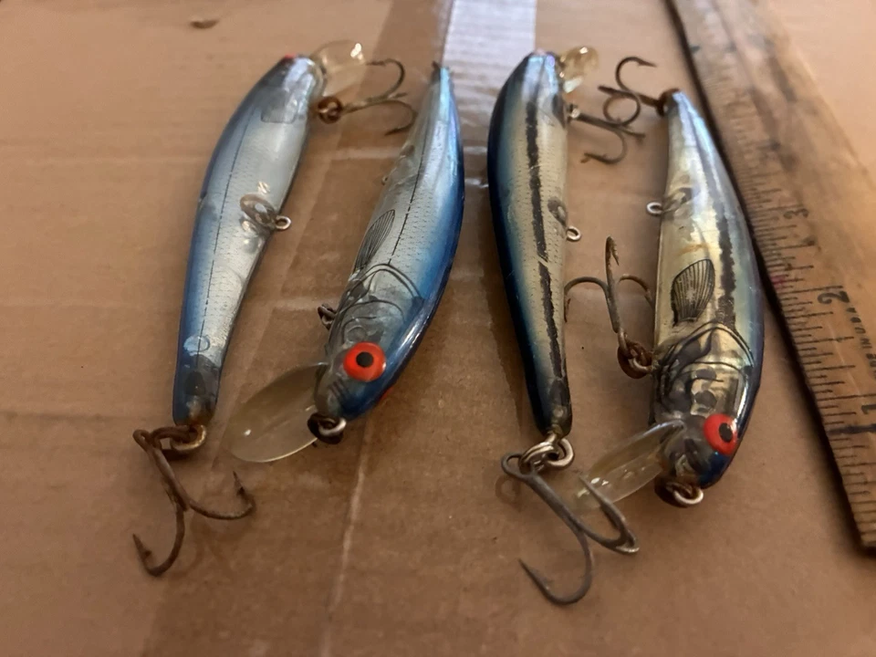 Lot Of 4 Bomber 5” Clear Blue Minnow Lures Lure - Image 3 of 4