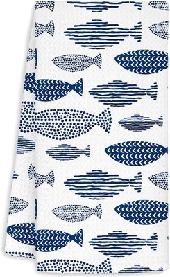 Beach Fish Hand Dish Tea Towels for Kitchen Bathroom, Ocean Coastal Theme