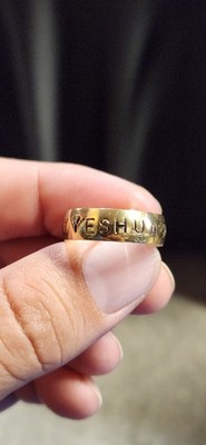 ( Yeshua Hamashicah) with a crown&a cross Engraving Stamped Rings for Men