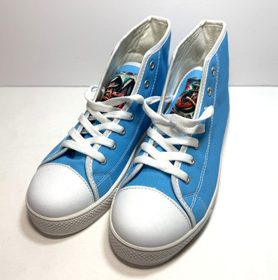 New - Light Pastel Blue Canvas High-Top Fashion Sneakers Shoes Women's Euro 37