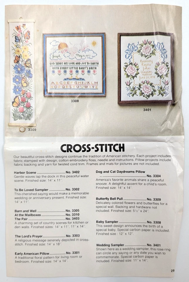 Artcraft Concepts No. 3309 Butterfly Bell Pull Cross-Stitch Kit (Vintage 1978) - Image 2 of 4