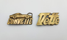 Corvette Lot of 2 Solid Brass Belt Buckles Vette BBB Taiwan Vintage