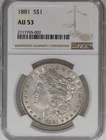 1881 Morgan Dollar AU 53 NGC