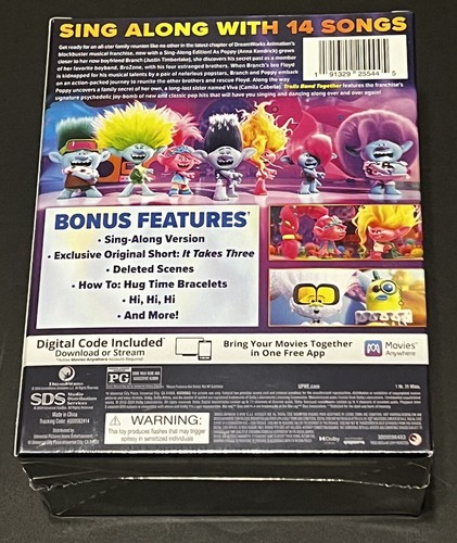 Trolls Band Together (Blu-Ray + DVD + Digital + Bracelets) Walmart Exclusive NEW - Picture 2 of 2