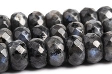 Natural Black Larvikite Bead Grade A Faceted Rondelle Loose Beads 7-8x5MM 10x6MM