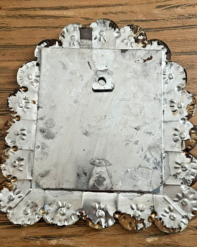 Handmade Punched Tin Arch Mirror Silver and Copper Color - Picture 5 of 5
