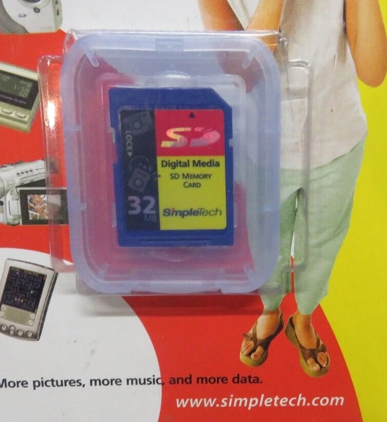 32MB SD Memory Card Flash Simpletech Secure Digital card new - Image 2 of 3