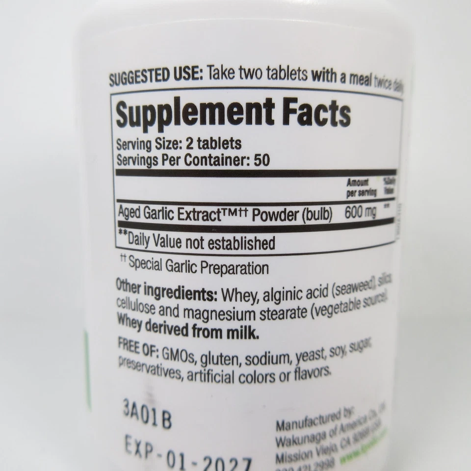 Fórmula de salud cardiovascular Kyolic 100 extracto de ajo envejecido EDAD 100 comprimidos Foto 3 de 4