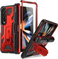 For Galaxy Z Fold 4 5G Case Poetic with S Pen Holder and Kickstand Cover Red