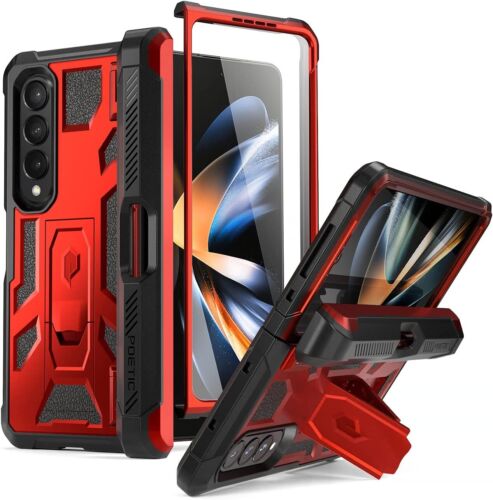 For Galaxy Z Fold 4 5G Case Poetic with S Pen Holder and Kickstand Cover Red - Afbeelding 1 van 6