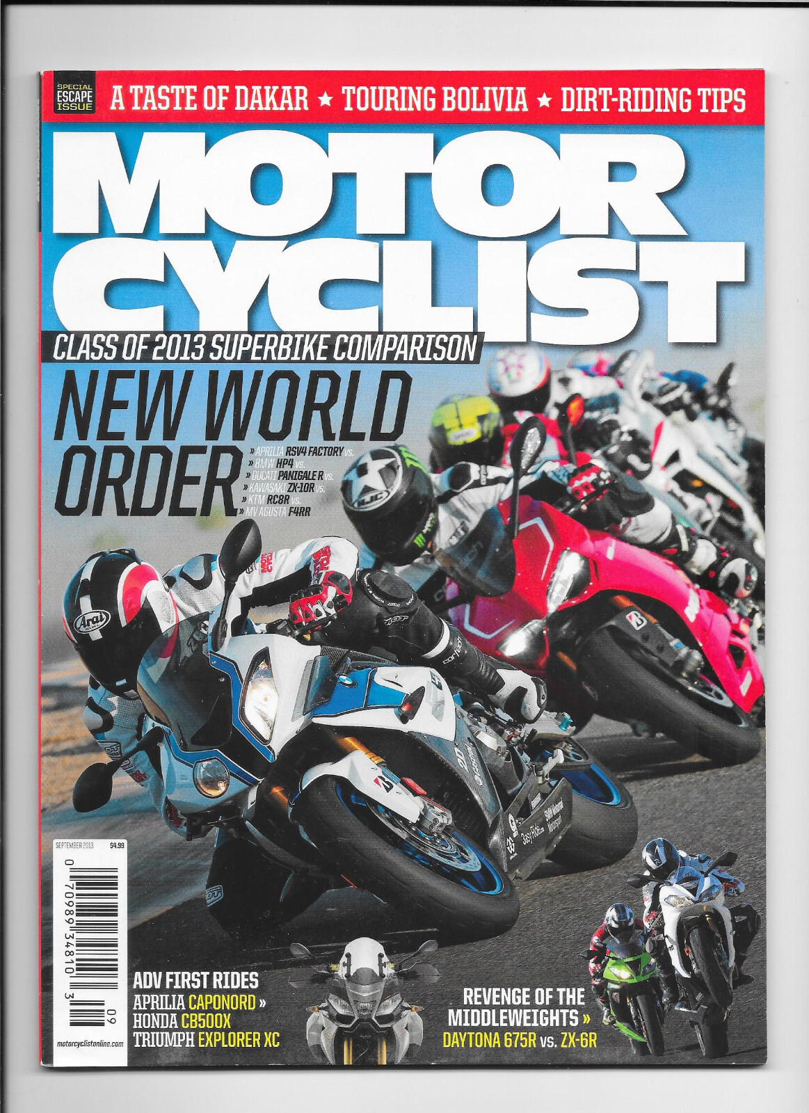 #211 Motorcyclist Magazine September 2013 Honda Yamaha Suzuki Kawasaki Triumph