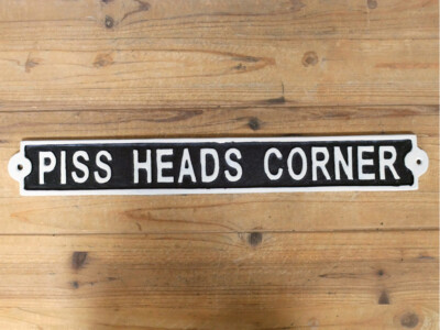 PISSKÖPFE ECKSCHILD Gusseisen Plakette Kneipe Bar Club Hausarbeit groß 45 cm