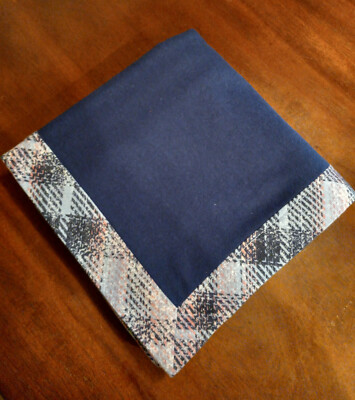 Handmade Jumbo Double Sided Flannel Toddler Baby Blanket, Navy Pink Blue Gray
