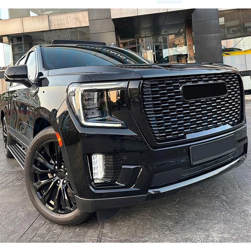 For 2021-2024 GMC Yukon/XL Gloss BlacK Denali Front Grille Hood Trim Molding Set Foto 3 de 4