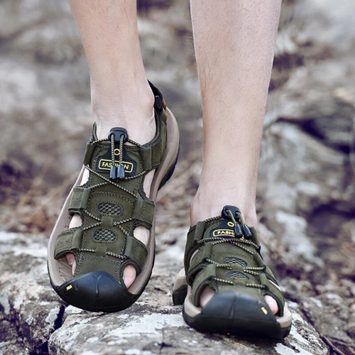 Sandalias de senderismo aventurero para hombre punta cerrada al aire libre playa deporte pesca zapatos - Imagen 54 de 69