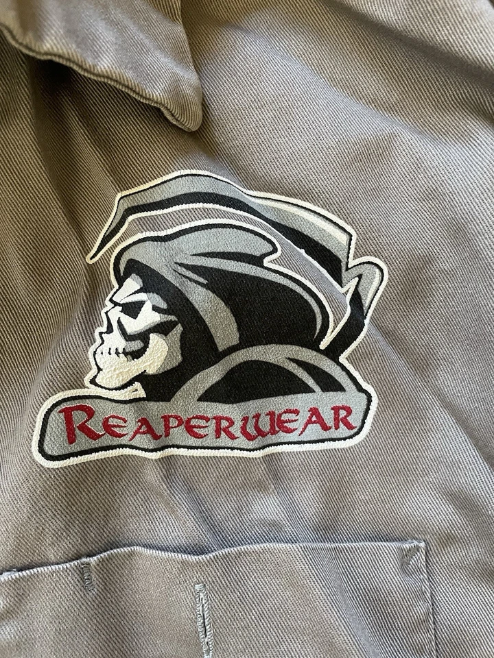 Vintage Red Kap Punk Reaper Death Goth Short Sleeve Work Shirt Mens Size XL - Image 4 of 4