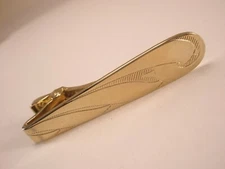 1-7/8" Tapered Design Gold Tone Plain Simple Vintage Tie Bar Clip