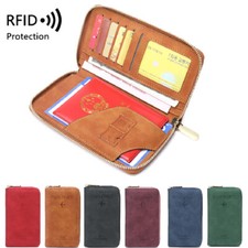 RFID Blocking PU Leather Travel Passport Holder Purse Bag Card Case with Zipper