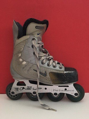 Boys vintage Nike Hockey Performance One in line skates Two tone Grey 68MM Sz 3 - Picture 2 of 15