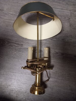 Ancienne paire de double bougeoirs en laiton et bronze, époque 1900 (BG96