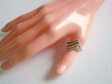925 Sterling Silver Ring Wave Shape 4.6 g/Size 56/Width: 0.62 in