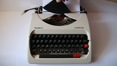 Vintage Olympia Traveller C Manual Typewriter White With Hard