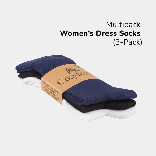 Cosyfeel® Women Crew Dress Socks 3-Pack Bamboo Material Durable Seamless Toe - Picture 119 of 133
