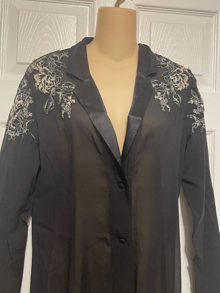 La Perla Peony Black Silk Georgette Long Robe M $2220 | eBay