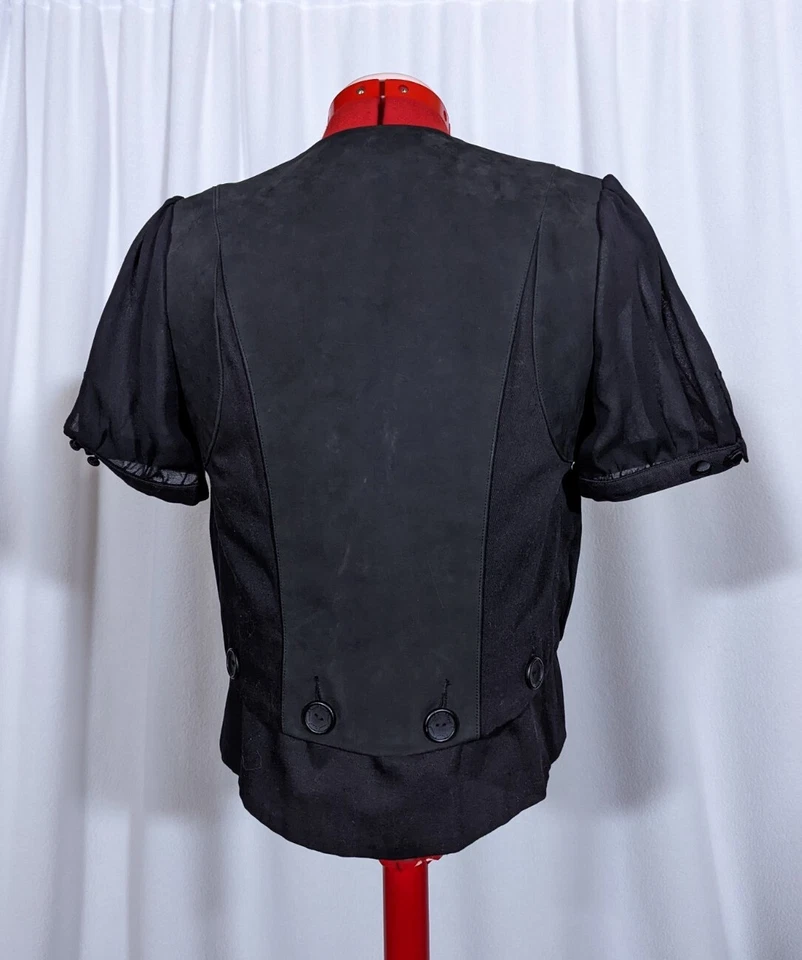 Louis de Gama Deconstructed Leather Silk Chiffon Bodice Victorian England 34" - Image 3 of 4