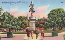 Washington Monument, Public Gardens, Boston, Mass. Vintage PC