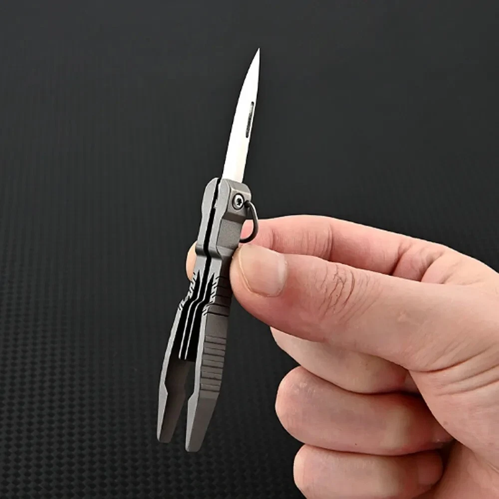 Multi-tool Folding Knife Tweezer Plier Hunting Survival Camp D2 Steel Keychain S