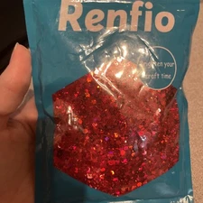 Renfio Ultra FIne Glitter Powder For Crafts Slimes, Body Art, 3.5oz / 100g, Red