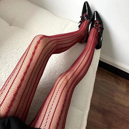 Women Sexy Pantyhose Stockings Fishnet Striped Lace Pattern Fish Net Sock Tights - Picture 14 of 19