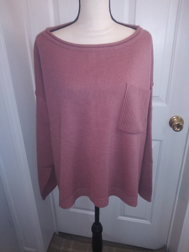 Pink Lily Cozy Up Oversized Slouchy Pocket Sweater Size Medium - Picture 8 of 14