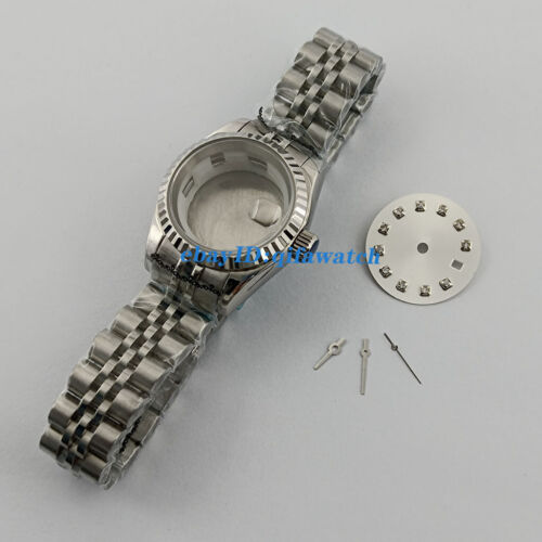 Montre Femme Argent 26mm Cadran Aiguilles Boîtier Verre Saphir Ajustement NH05 NH06 Mouvement - Photo 1 sur 14