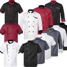 Unisex Women Men Chef Coat Cook Jacket Restaurant Kitchen Workwear Uniform Shirt