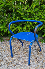 ANCIENNE CHAISE ECOLIERS ENFANTS GASCOIN BLEUE