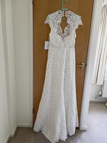Boho wedding dress, vintage, lace, Retro , cotton-touch fabric, Size 12, New - Picture 21 of 23