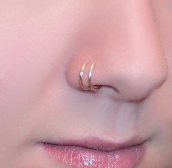 Set Of 2 Gold Nose Ring Hoop 6mm 22 Gauge Surgical Steel 🔥🔥 | eBay