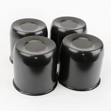 4x 4.25" Black Steel Push Thru Center Caps – Closed End for Trailer Wheels/Rims