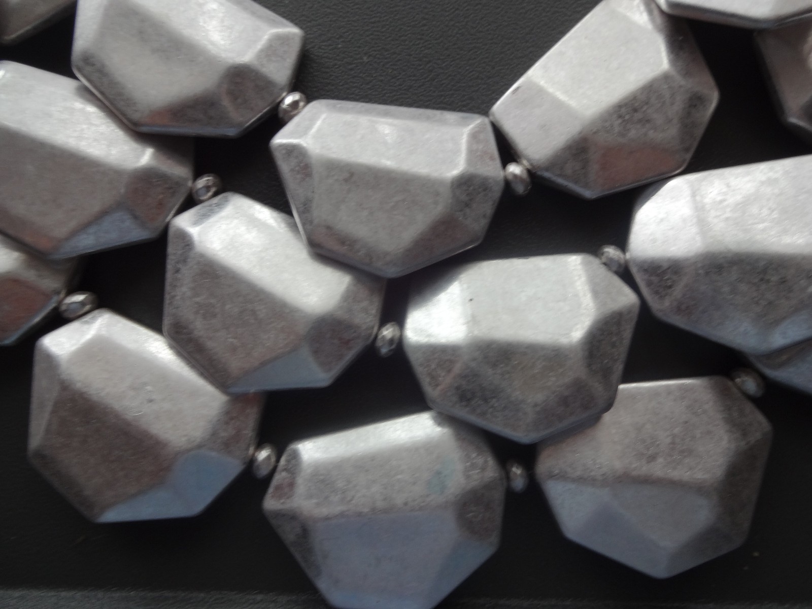 Huge Silver Tone Stone Shape Statement Stylish Ch… - image 8