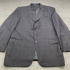 Ermenegildo Zegna Blazer Mens US 44R Blue Plaid Wool Sport Coat Switzerland