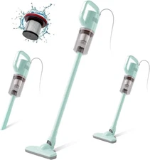 Versatile Corded Stick Vacuum for Pet Hair & Hardwood - Mini Electric Broom