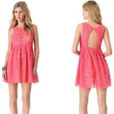Free People Lace Rocco Dress Dusty Rose Pink cut out Backless mini dress cutout