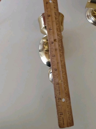 Set Paar 2 Vintage MCM Twist massive Messing Kerzenständer Wandleuchter hervorragender Zustand 9 Zoll - Bild 9 von 9