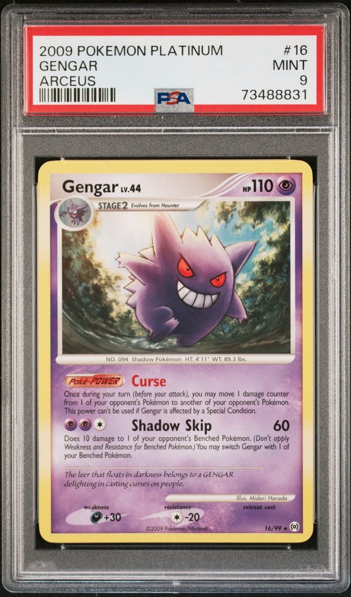 PSA 9 Gengar Non-Holo Rare #16 2009 Pokemon Platinum Arceus