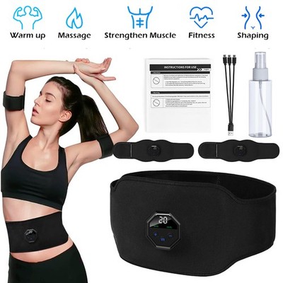 Rechargeable EMS Abdominal Muscle Toning Belt Trainer ABS Stimulator Toner Belt
