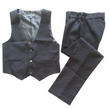 Spring Notion Boys' Black 2-Piece Vest  Pant Set Adjustable Size 10 Formal